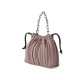 Charles Keith Pleated Covered Shoulder Bucket Bag Mauve